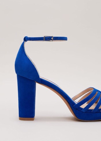 Phase Eight Strappy Platform Heels Deep Blue Australia | BO1850924